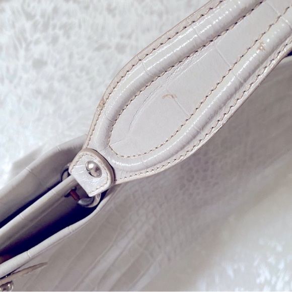 Claudia Firenze CROC EMBOSSED LARGE LEATHER TOTE BAG SATCHEL OFFICE TRAVEL Beige - Picture 13 of 13